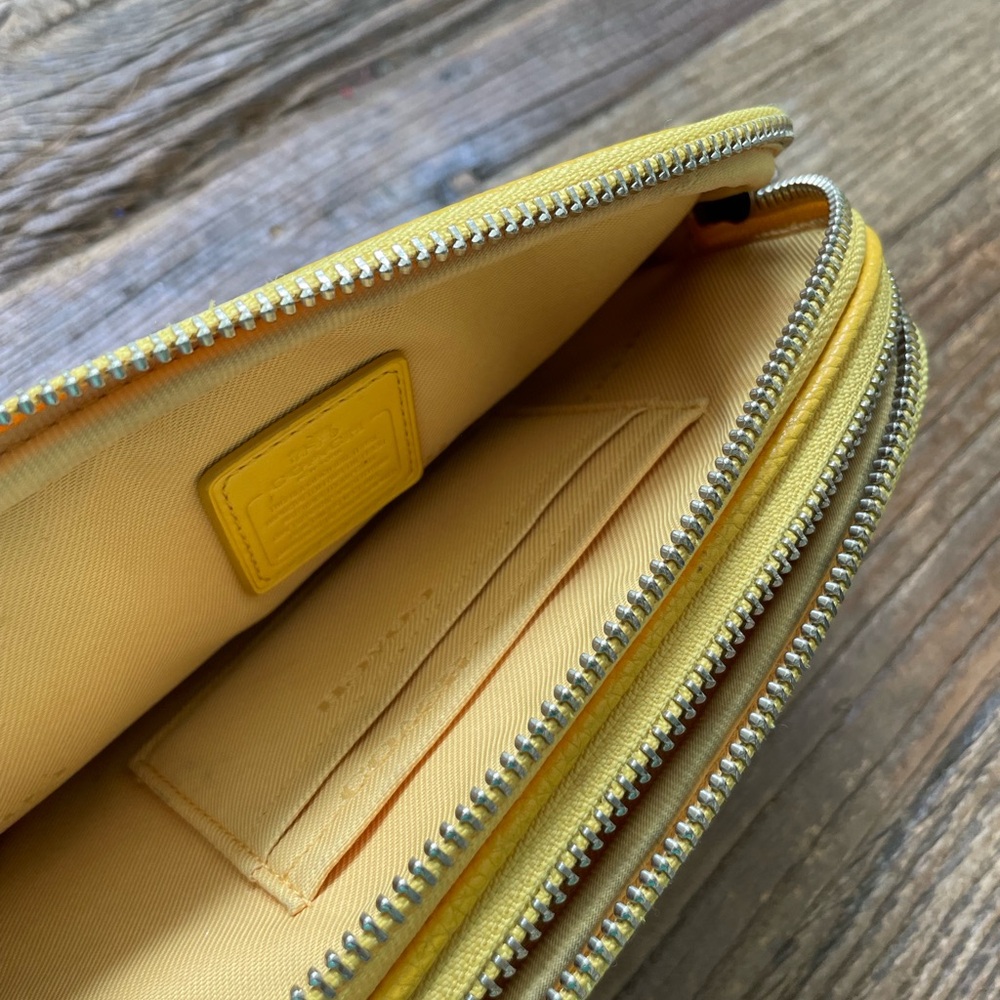 Bright Yellow Coach cross body. Two zippered compartments. - Picture 5 of 8